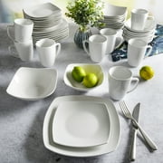 Gibson Home Everyday Square White Stoneware Dinnerware Set, 40-Piece
