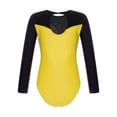 thumbnail image 4 of YiZYiF Kids Girls Rhythmic Gymnastics Jumpsuit Long Sleeve Ballet Dance Leotard Shiny Rhinestones Metallic Bodysuit Yellow 12, 4 of 7