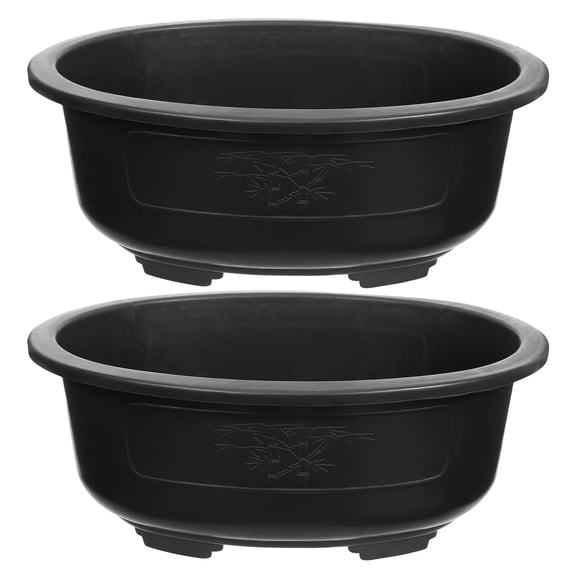GOOHOCHY Set of 2 Black Bonsai Pots for Garden Plants, Decorative Vase 14.93 x 11.79 x 5.50 inches