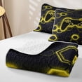 thumbnail image 4 of Homewish Neon Game Controller Quilt King,Glowing Hexagon King Coverlet Set,Yellow,3 Pieces, 4 of 7