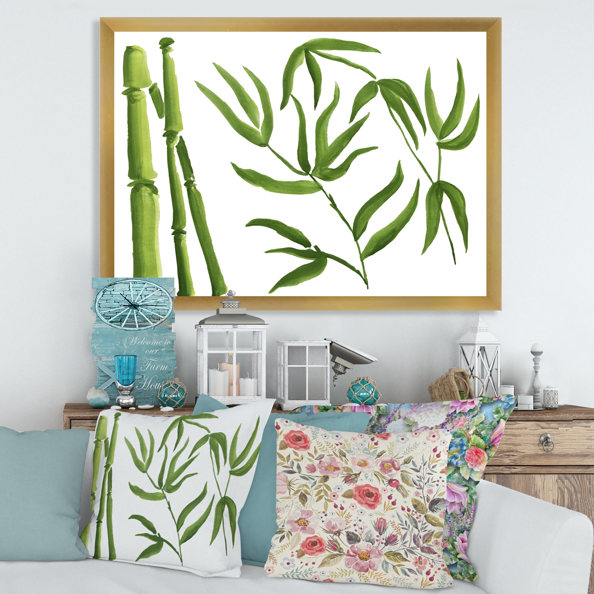 Designart 'The Forest of Bamboo Branches IV' Tropical Framed Art Print