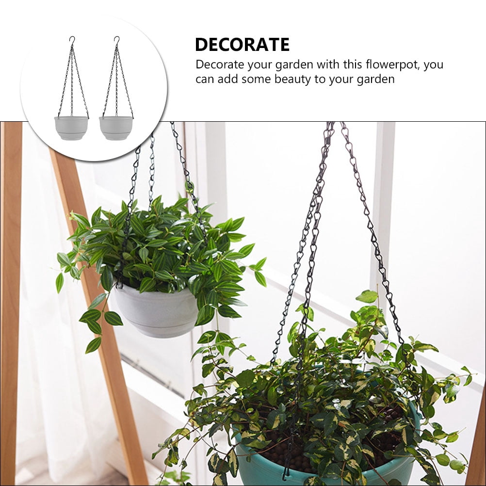 Soimiss 2Pcs Hanging Flower Pot Plastic Self Watering Planter for Office Living Room