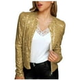 thumbnail image 2 of Babysbule Women's Tops, Jackets& Coat Fashion Fashion Women Open Front Sequin Jacket Long Sleeve Short Blazer Casual Coat Tops, 2 of 8