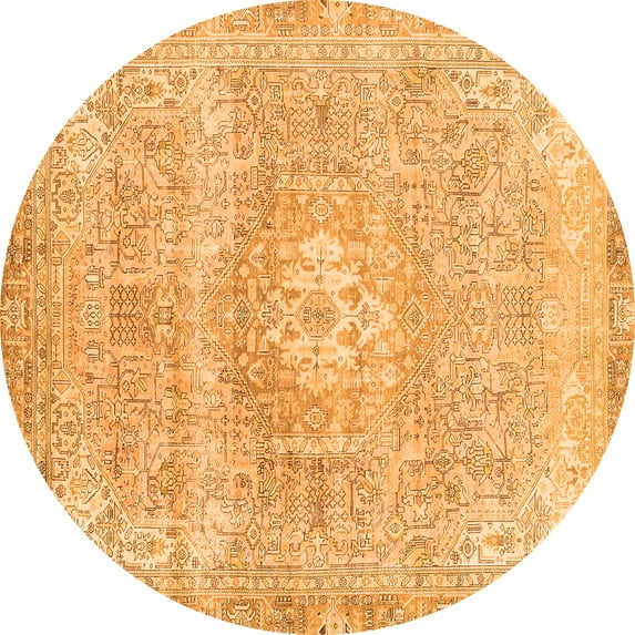 Ahgly Company Indoor Round Abstract Orange Modern Area Rugs, 4' Round
