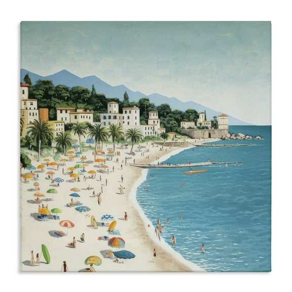 Stupell Industries By Water's Edge Nautical & Beach Painting Wrapped Canvas Art Print Wall Art, 17 x 17