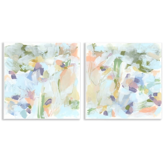 Stupell Industries Pastel Abstract Expressions Abstract Painting Unframed Art Print Wall Art, 12 x 12, Set of 2