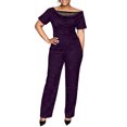 thumbnail image 3 of Ihhxva Women's 2 Piece Outfits off Shoulder Jumpsuit Set Summer Fit Sparkle Wide Leg Glittery Sequin Evening Party Stretchy Flowy Casual S-3XL, 3 of 9