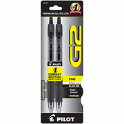 Pilot G2 Retractable Gel Ink Pens, Fine Point, Black, 2 Pack,