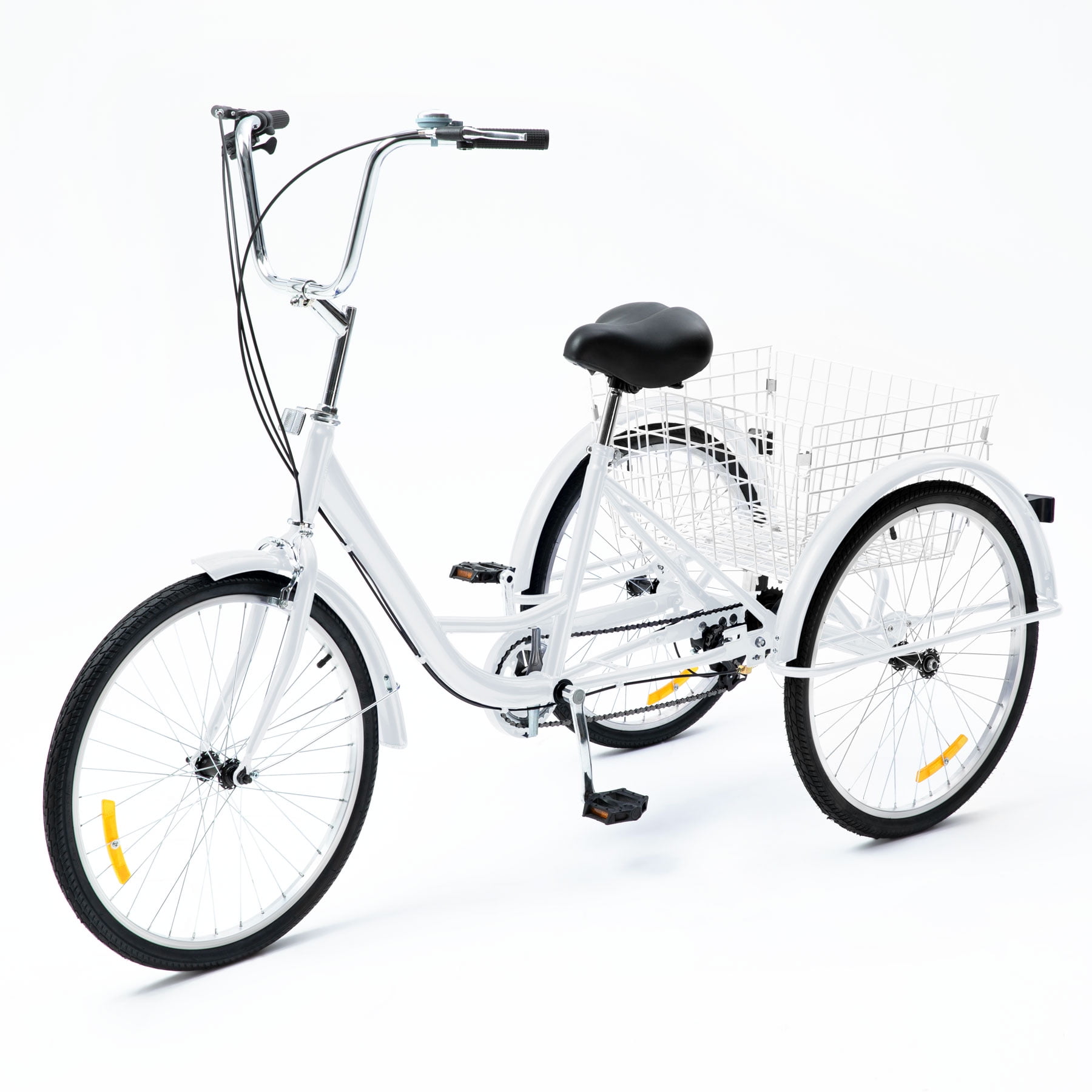 Buy Viribus Adult Tricycle 24 Inch 3 Wheel Bike with 8 Speeds Flexible Seat & Basket White