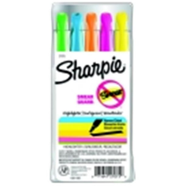 Sharpie Guard NonToxic SmearResistant Highlighter Set ChiselNarrow Tip, Set 5