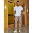 thumbnail image 4 of COOFANDY Men's Casual Pants Drawstring Elastic Waist Chino Pants Straight Leg Slacks Cotton Twill Trousers with Pockets, 4 of 6