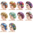 thumbnail image 3 of Women's Bonnet, American Notions African Kente Print Adjustable Hair Bonnet, Spa Headband, Satin Lined Sleep Cap for Teens, Adults ( Green ), 3 of 3