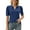 Blue, variant on Women's Puff Short Sleeve Polo Shirts V Neck Casual Collared Tops Work Tunic Blouses