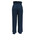 thumbnail image 5 of Plus Size Wide Leg Pants Plus Size Pants High Waisted Capri Trousers Linen Wide Leg Casual Plus Size Pants Curvy Women Navy S, 5 of 6