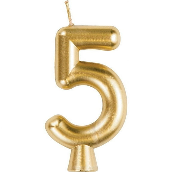 12/Case Bulk Gold Number 5 Candles