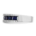 thumbnail image 3 of Auriga 925 Sterling Silver Rhodium-plated Lab Cr Blue Spinel & CZ Ring for Women Size- 7, 3 of 5