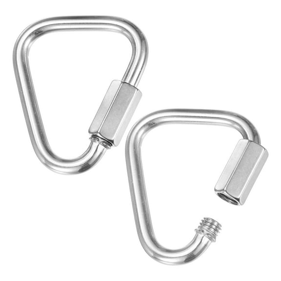 2-Pack Quick Chain Link Connector, M5 3/16" 316 Stainless Steel Triangle Locking Repair Chain Links for Swing/Camping/Hiking/Backpack, Twist Key Ring Screw Chain Link [Silver]