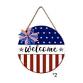 thumbnail image 2 of Letrero redondo de madera con diseño patriótico de estrellas y rayas – Adorno colgante para el Día de la Independencia, ideal para la puerta principal, la pared o una mesa., 2 of 6