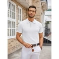thumbnail image 3 of Coshow Mens Polo Shirts Short Sleeve Knit Golf Shirts Collared Slim Fit T Shirts, 3 of 5