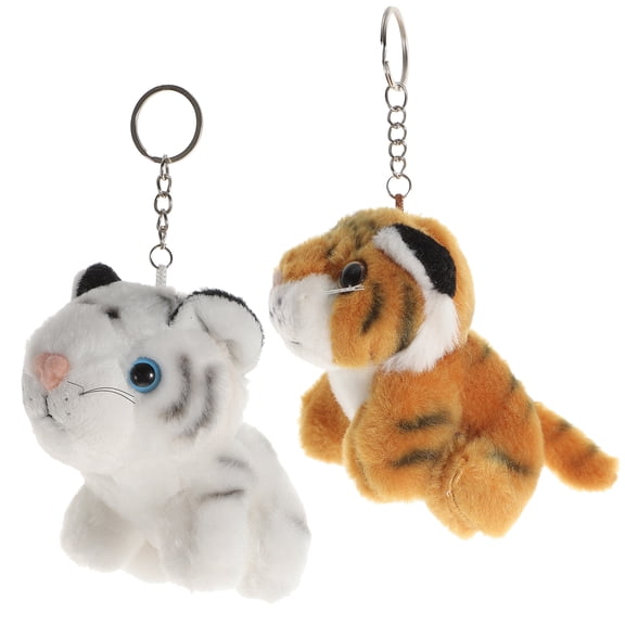 2 Pcs Tiger Bag Charm Keychain Simulation Pendant Decoration Backpack