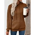 thumbnail image 4 of Sudadera con Capucha para Mujer, Informal, de Larga, con Cordón Ajustable, de Jacquard, Estilo Pulóver, Ropa Holgada. Marrón Oscuro M, 4 of 7