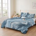 thumbnail image 2 of Twin XL Quilt Set 68''x98'', Blue Marble Lightweight Summer Bedspread Coverlet Set with 2 Pillow Shams, Abstract Ink Painting Art Modern Breathable All Season Quilt Bedding for Dorm/Guest Room, 2 of 9