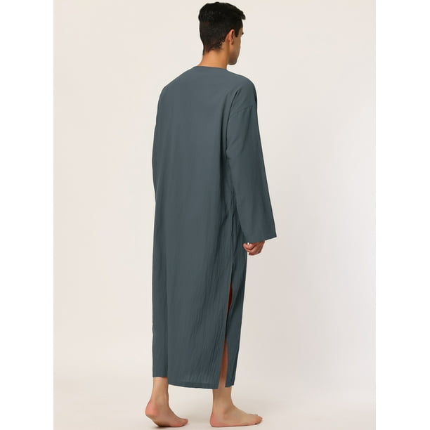 Camison de algodon para hombre camison largo con abertura lateral y bolsillos gris XXL Lars Amadeus Camison Walmart en linea