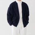 thumbnail image 3 of Cárdigan de cuello redondo con cremallera, chaqueta azul, suéteres de punto para hombres, abrigo de cuello redondo con cremallera, ropa para hombre, sudaderas elegantes, divertidas y cálidas, 3 of 5