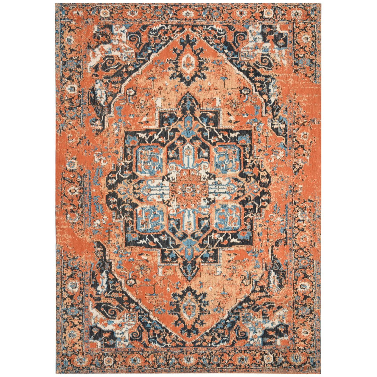 SAFAVIEH Classic Vintage Atanas Global Polyester Runner Rug, Orange/Navy, 2'3" x 6'