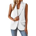 thumbnail image 4 of Sanbonepd White Suit Vest Jacket for Women, Vest Sleeveless Coat Casual Solid Color Workout Tank Tops Woman XL, 4 of 9