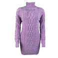 thumbnail image 6 of Women's Sweater Cable Knitted Long Sleeve Turtleneck Knitted Mini Dress Casual Slim Lightweight Sweaters, 6 of 7