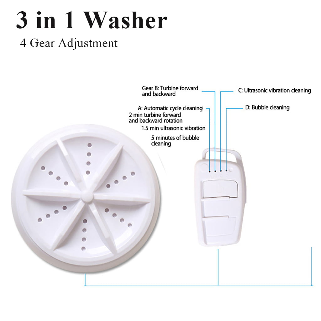 Ultrasonic Folding Laundry Tub Washing Machine Automatic Clothes Mini Bucket USB 