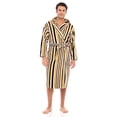 thumbnail image 1 of Men’s Luxury Terry Cotton Hooded Bathrobe Spa Robe Bath Robes Stripes Mustard XL, 1 of 8