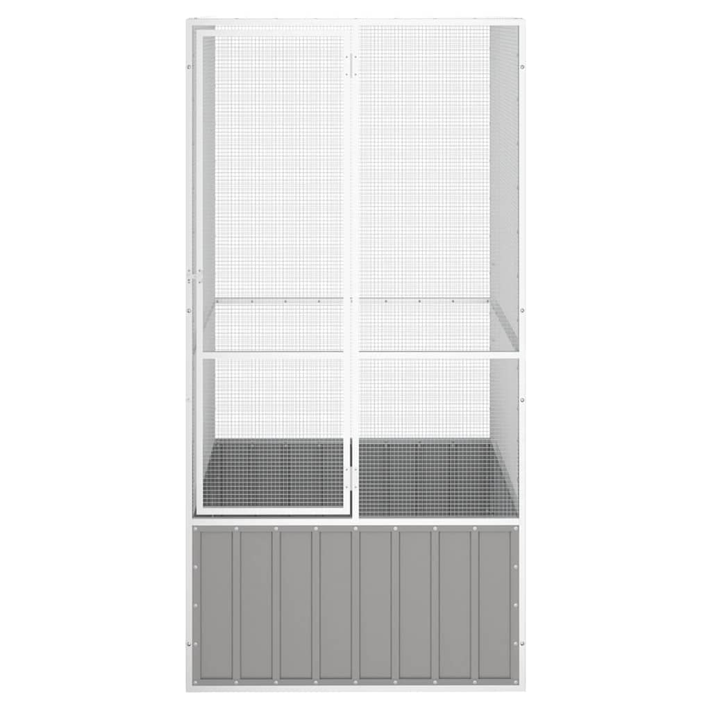 vidaXL Bird Cage Grey Galvanized Steel Large Bird Cage Rectangular 43.7"x42.1"x83.3"