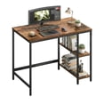 thumbnail image 4 of VASAGLE Computer Desk, 39.4-Inch Wide Home Office Desk for Study, Writing Desk with 2 Shelves on Left or Right, Steel Frame, Industrial, Rustic Brown and Black ULWD046B01, 4 of 9