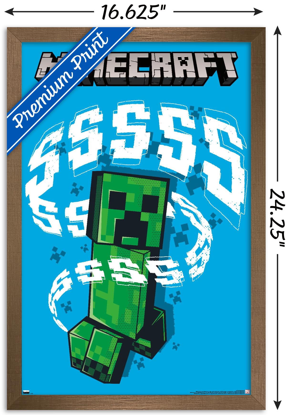 Minecraft - Creeper SSS Wall Poster, 14.725" x 22.375", Framed