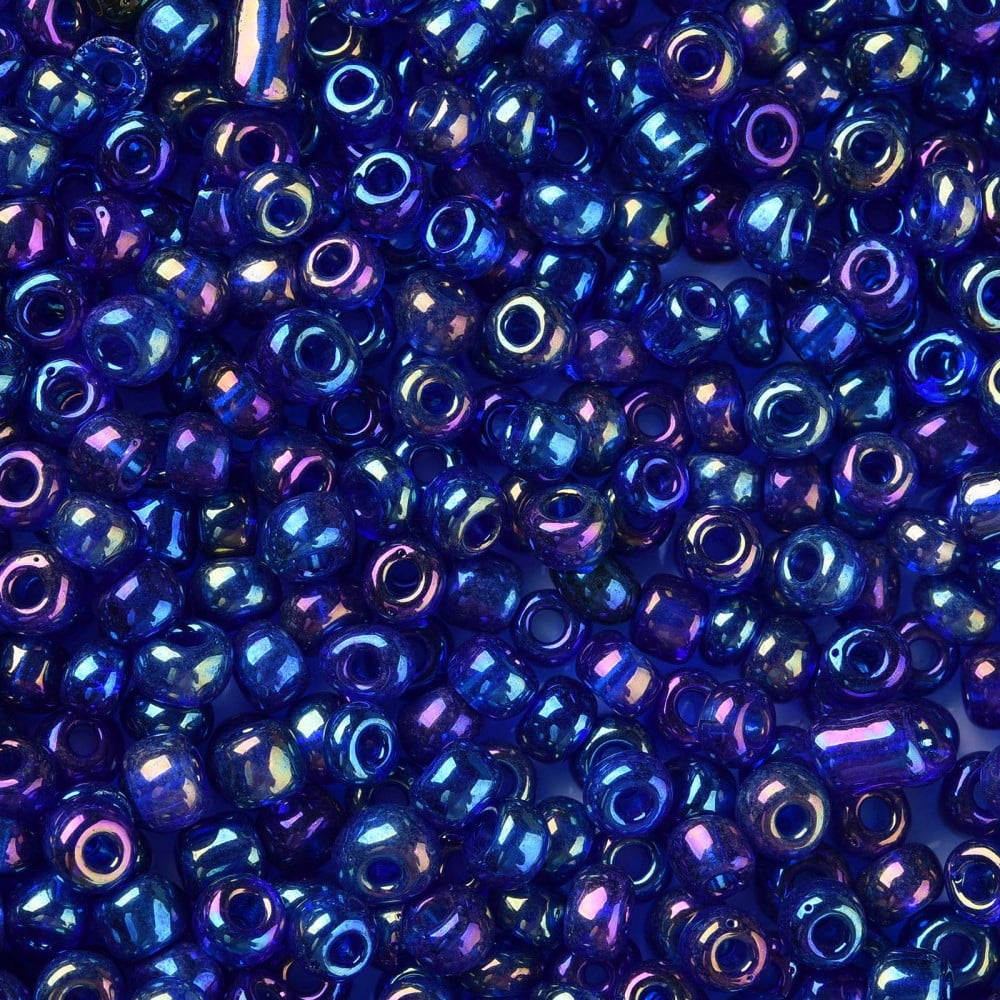 2pounds 6/0 Round Glass Seed Beads Transparent Colours Rainbow Round Hole Blue 6/0 4mm Hole: 1.5mm about 500pcs/50g 50g/bag 18bags/2pounds