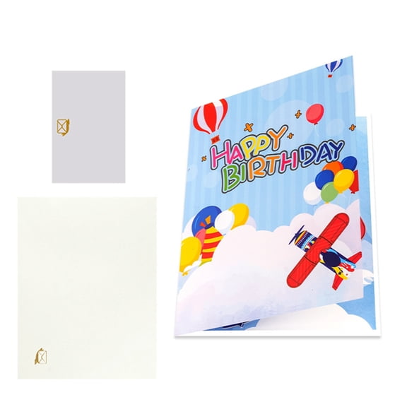 BQBQERT Birthday Card Airplanes Hot Air Balloon Theme Greeting Card with Blanks Note and Envelope For Gifts