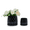 Black, variant on mdj pottery Ceramic Plant Pots, 7 + 5 Inch, Set of 2 Flower Pots with Drain Hole and Saucer, Bamboo Pattern Planter for Plants Orchids Succulents Indoor/Outdoor, Plant Gifts - Grey