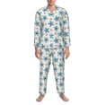 thumbnail image 3 of Lsque Flower Leaves Pattern Long Sleeve Pajama Set for Men - Soft 2-Piece Sleepwear and Loungewear Set with Pockets, Comfy Nightwear-Large, 3 of 7