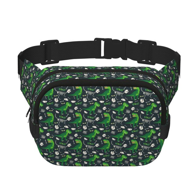 Fotbe Dinosaur and Bone Cangurera Cuadrada con Estampado de Doble Capa, Bolsa de Cintura Ajustable Mini para Hombres y Mujeres