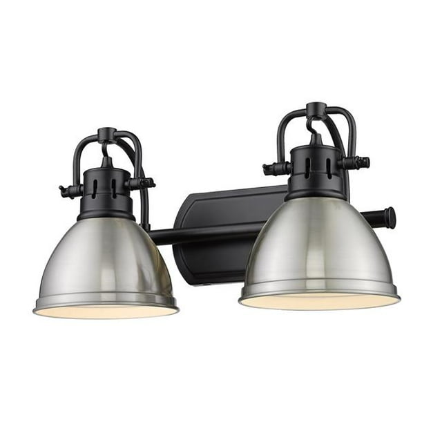 Golden Lighting 3602-BA2 BLK-PW 17 in. Duncan 2 Light Bath Vanity, Matte Black