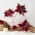 thumbnail image 4 of Wine Red Velvet Artificial Flowers, 16-Inch High-End Faux Floral Stems for Christmas Decor, Vase Filling, and Luxurious Holiday Scene Layouts and Arrangements, 4 of 8