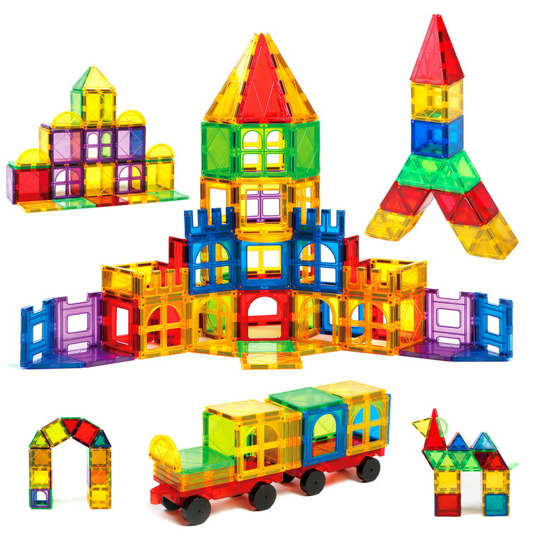  Playmags Magnetic Tiles Building Set 56 Pcs Set with Car -  Super Durable Magnet Blocks, STEM Development Kids Building Toys for Boys  Girls & Toddlers : Toys & Games