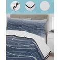 thumbnail image 3 of Quilt King Size Bedding Set, Navy Blue Ombre Reversible Summer Quilt 3 Pieces, Modern Abstract Striped Polka Dots Lightweight Bedspreads Coverlets with 2 Pillow Shams for All Seasons, 3 of 5