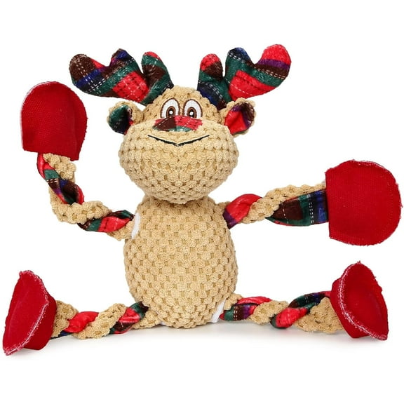 Aollywin Christmas Dog Squeaky Toy Dog Plush Toy for Large Aggressive Chewers Stuffed Animals Toys with Cotton Material and Crinkle Paper, Durable Chewing Toys