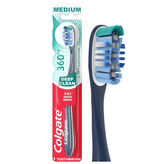 Colgate 360° Toothbrush with Tongue and Cheek Cleaner, Medium