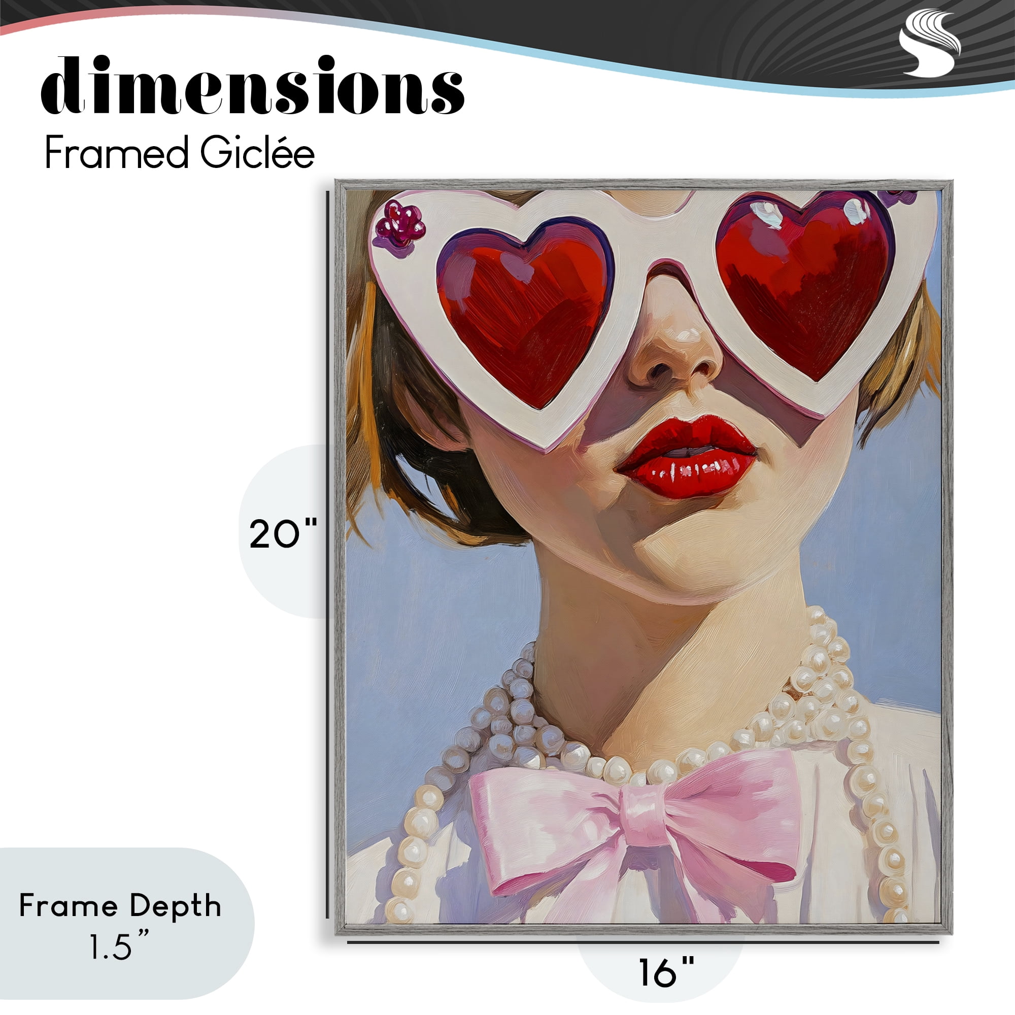Stupell Industries Romantic Red Heart Glasses Gray Framed Giclee Art, design by The Prints Vibe