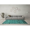 thumbnail image 3 of Ahgly Company Machine Washable Indoor Rectangle Oriental Turquoise Blue Industrial Area Rugs, 2' x 3', 3 of 4