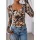 thumbnail image 5 of Remera de Manga Larga PRETTYGARDEN Mujer Crop Top con Escote en V, 5 of 9